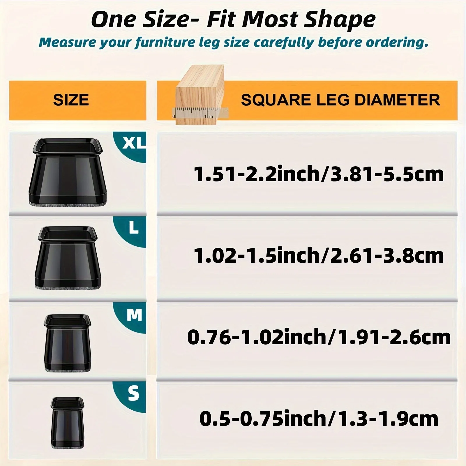 Square -Silicone Chair Leg Caps /Non-slips Table Foot Dust Cover Socks Floor Protector Pads Pipe Plugs Furniture Leveling Feet