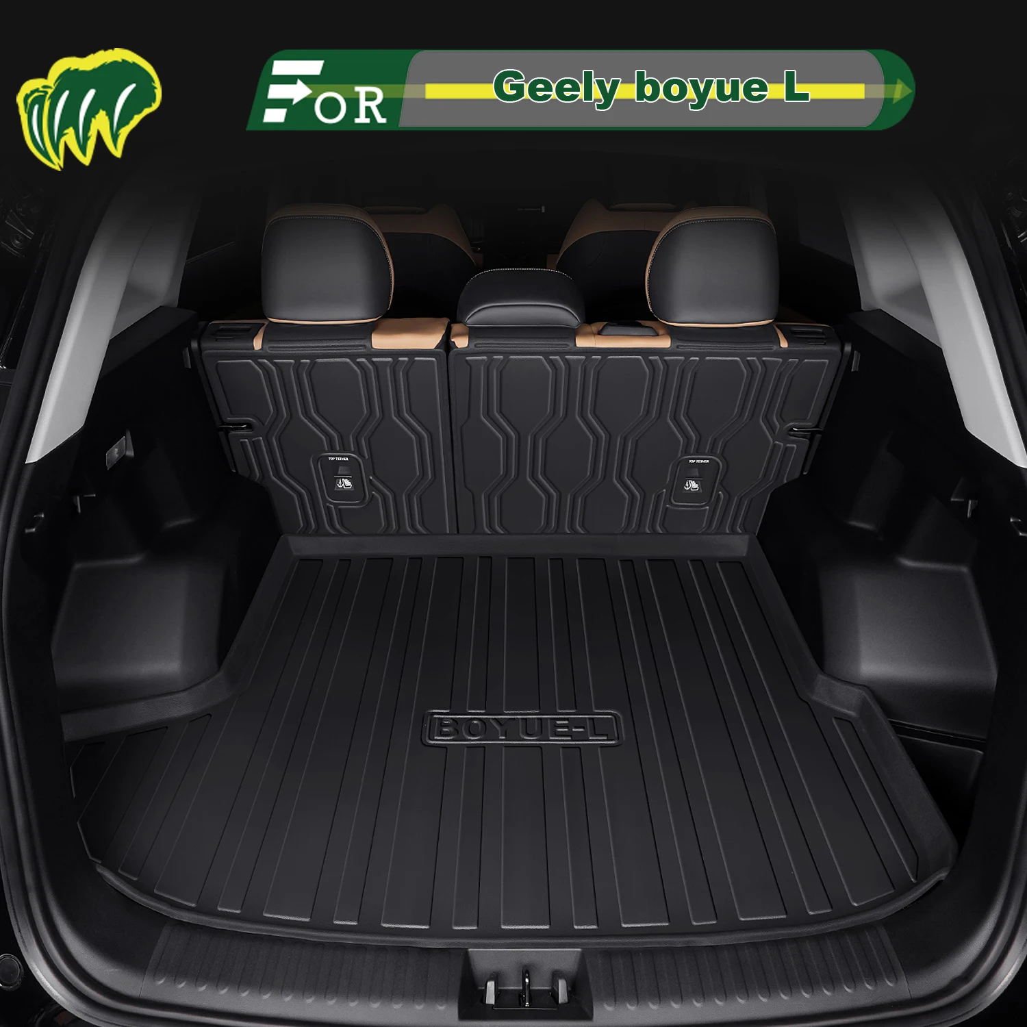 

For Geely Boyue L 2023-2025 TPE Custom Fit Car Trunk Mat All Season Cargo Mat 3D Shaped Trunk Liner Chair-back Protection Mat