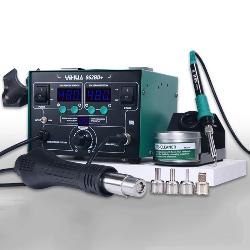 

Digital Display Hot Air Gun Welding Station High Power Temperature Adjustment Soldering Iron Desoldering Table Repair Tools