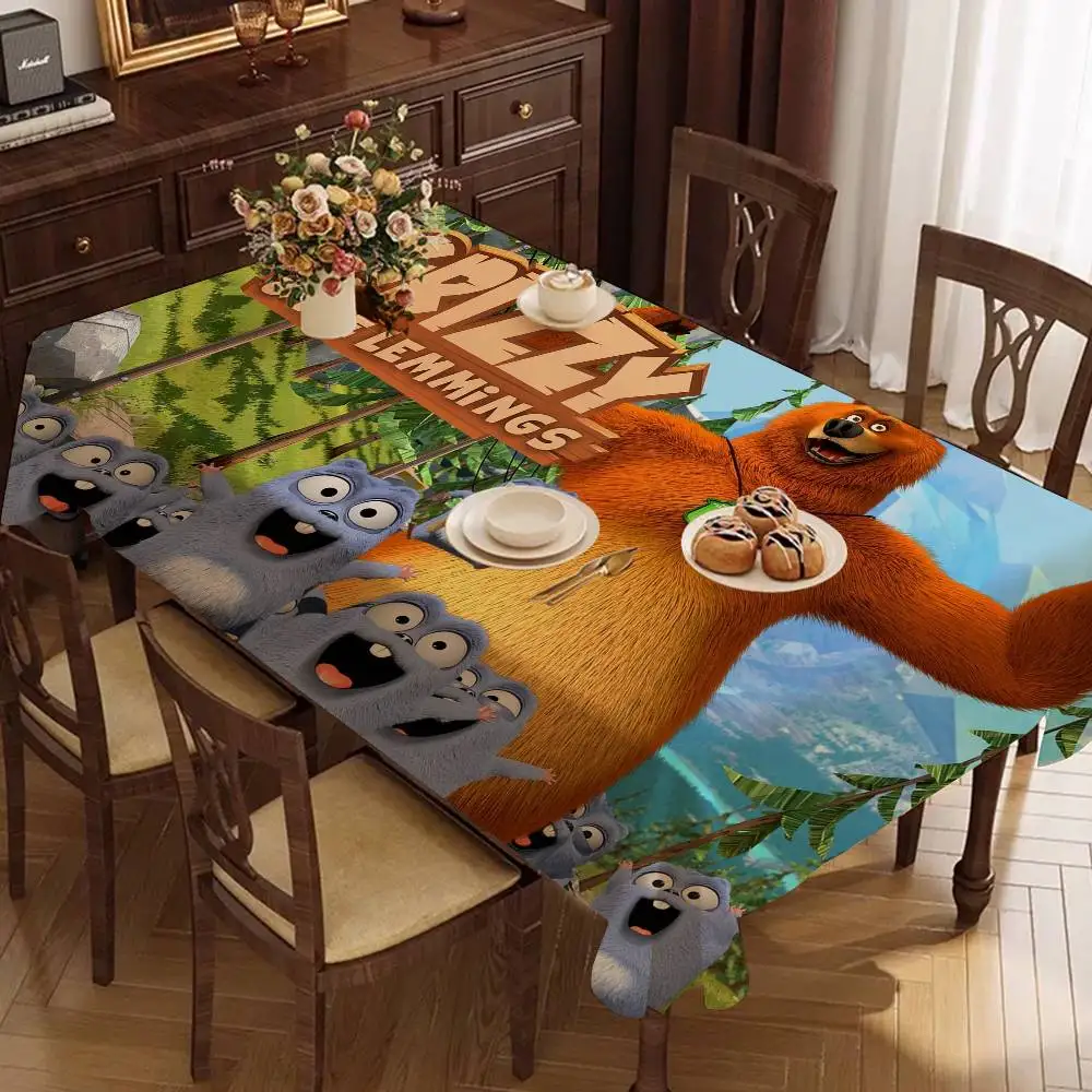 

Прямоугольные скатерти Comedy G-Grizzly And L-Lemmings, моющиеся, для свадеб, вечеринок, столовых, гостиных, украшения столов на день рождения