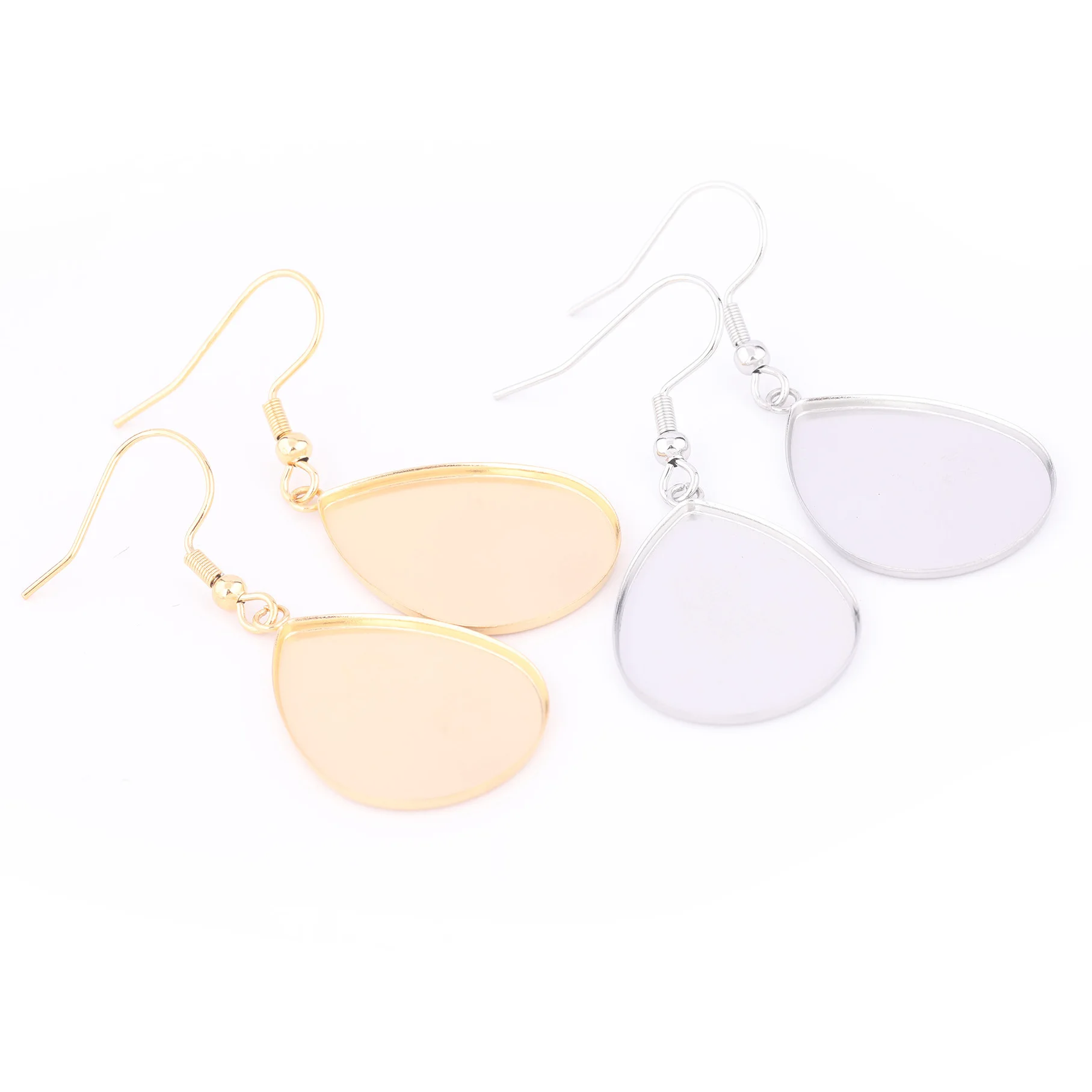 10 Uds. De acero inoxidable chapado en oro, 18x25mm, cabujón en forma de lágrima, Base para pendientes, ajuste en blanco, ganchos Diy, hallazgos para fabricación de joyas