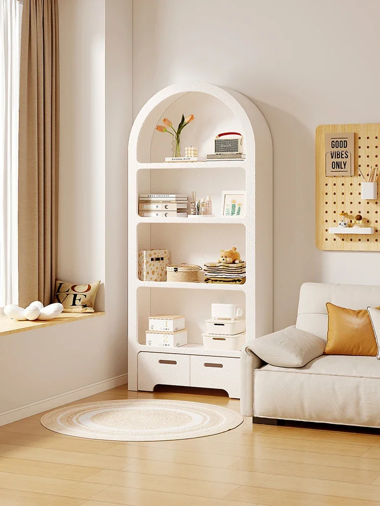 

Algus cream style bookshelf, living room, multi-level display cabinet partition, wall storage shelf, bookshelf, floor storage