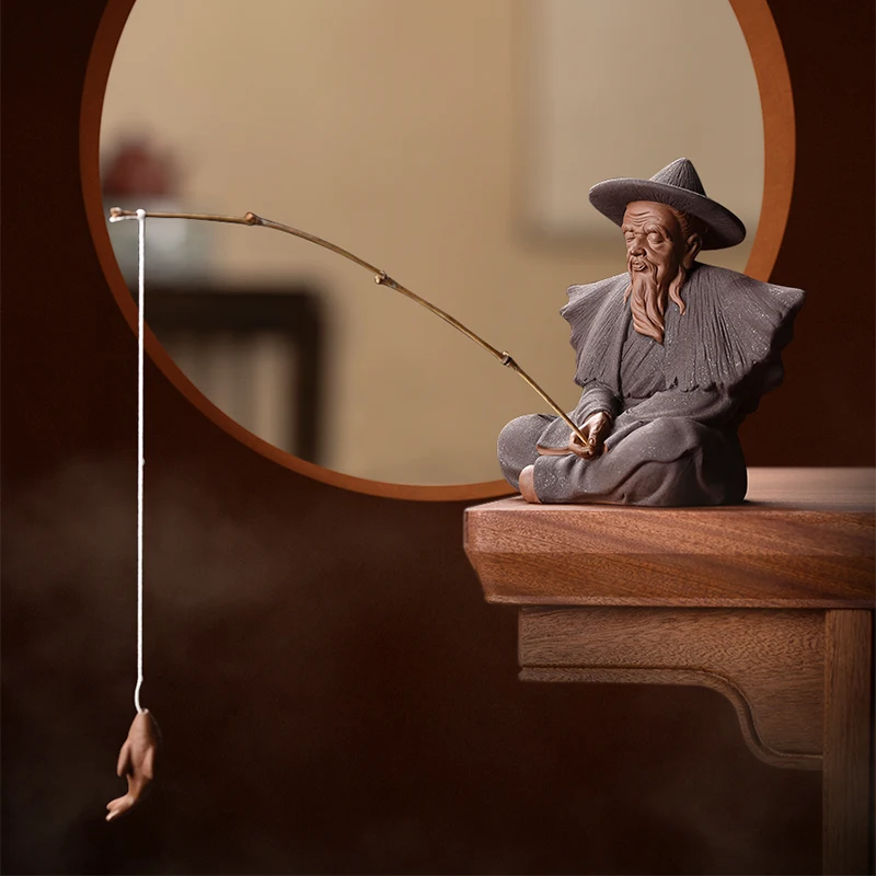 Дзен Цзян Тайгун рыболовный персонаж керамический орнамент рыба человек старик аквариум пейзаж рокарий бонсай орнамент аксессуары