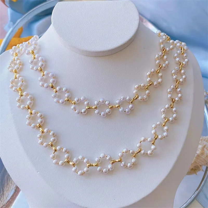 Elegant Irregular Natural Freshwater Pearl Necklace Gold Plated Pearl Beaded Choker Necklaces For Women Pearl Jewelry