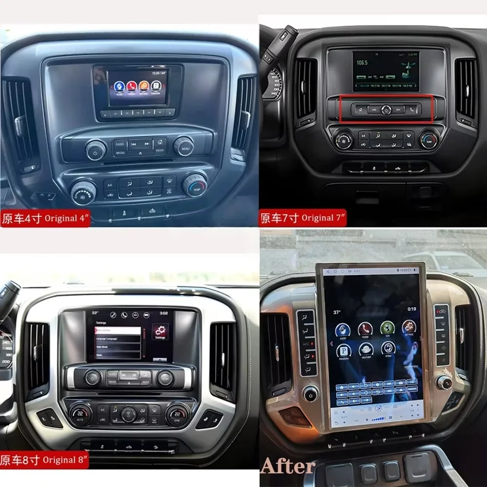 Android 15 Qualcomm Car Radio For Chevrolet Silverado GMC Sierra 2013-2020 Stereo Replacement Head Unit Touch Screen Carplay GPS