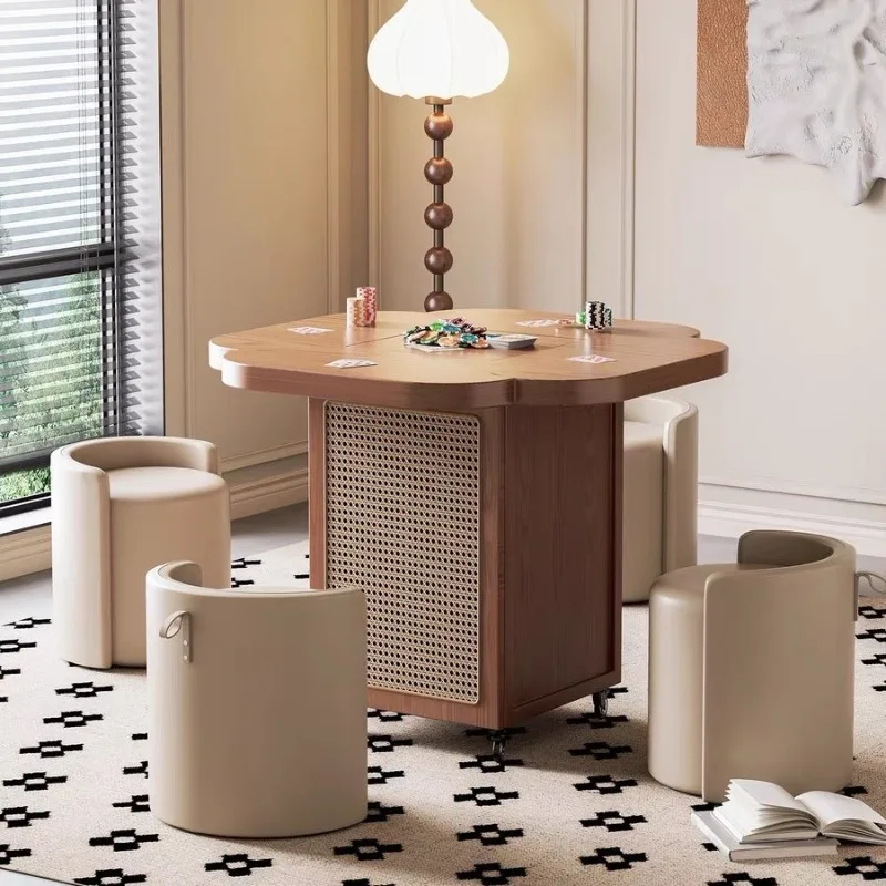 Solid wood movable tea table square tea table balcony small household chess room  square table