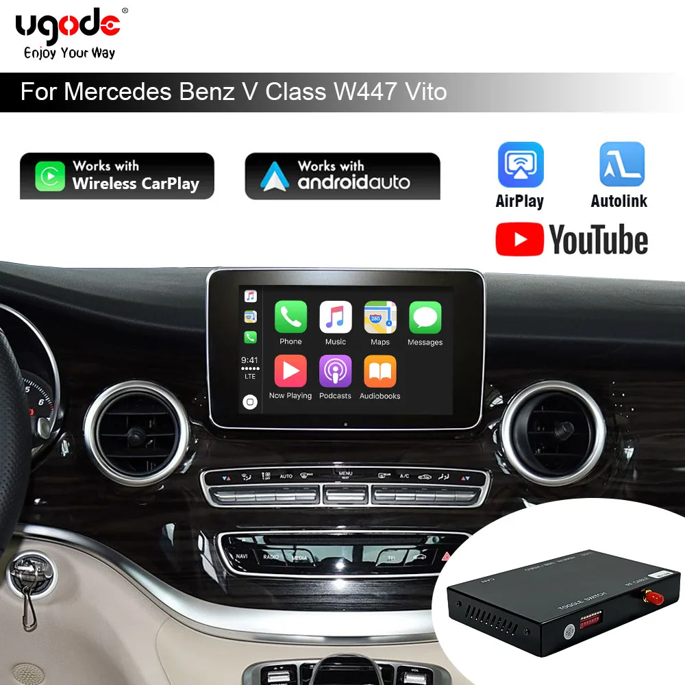Ugode Wireless Wired CarPlay Android Auto Decoder Box MirrorLink AirPlay for Mercedes Benz V-Class W447 Vito NTG5.0 2014-2018​