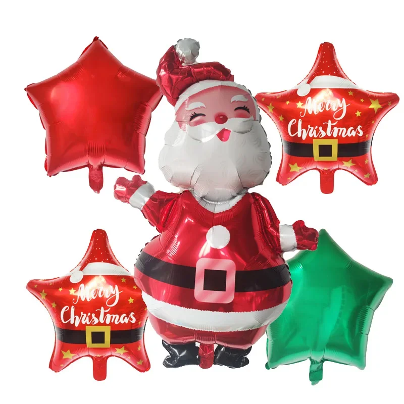 5 uds Globos de Feliz Navidad decoración lindo muñeco de nieve Santa globo de árbol de Navidad para Año Nuevo 2024 adornos para el hogar Globos regalos de Navidad