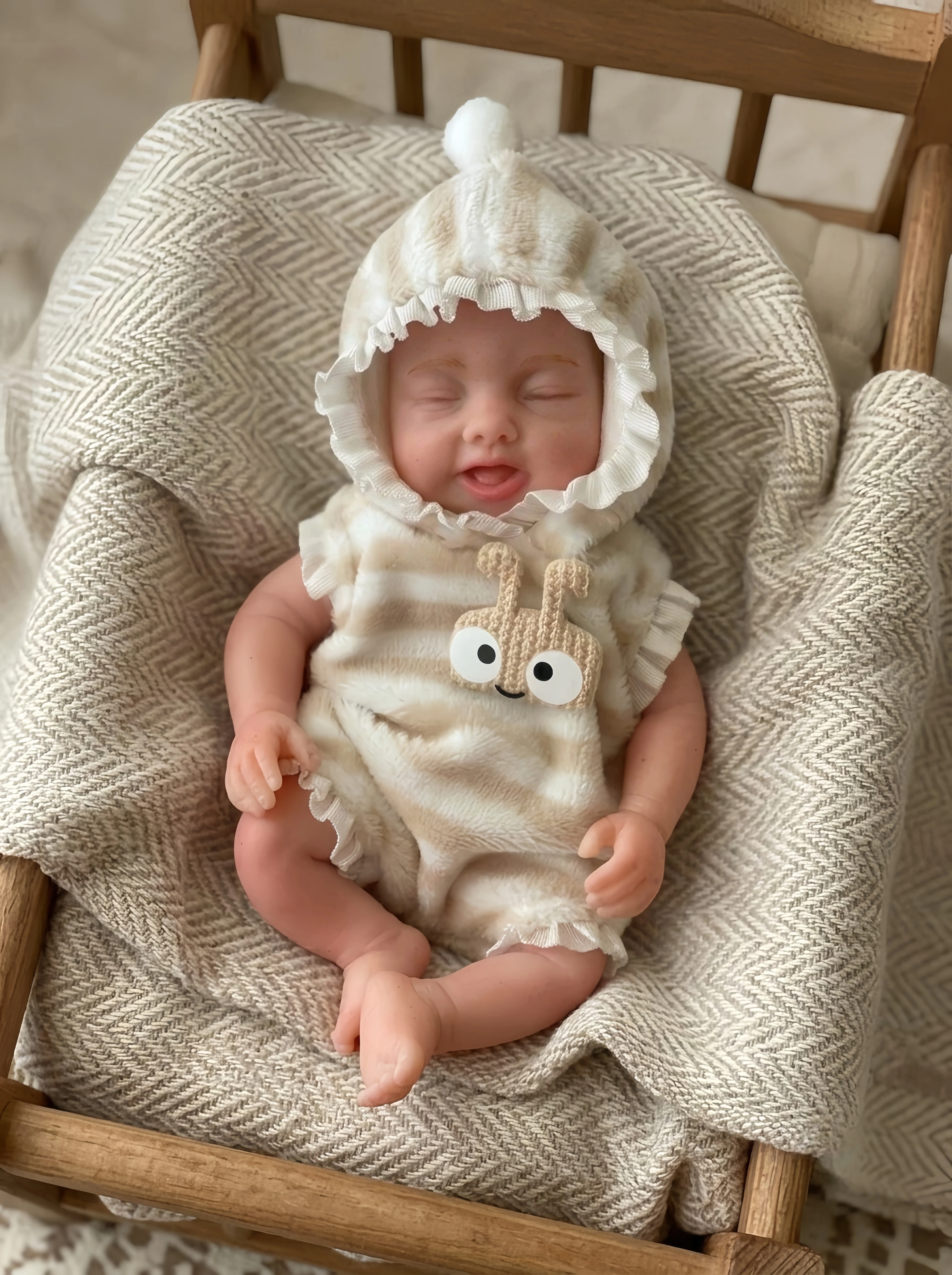 6 Inch Full Silicone Reborn Collectible Doll, Realistic Simulation Art Figure for Home Display Ornament Collection