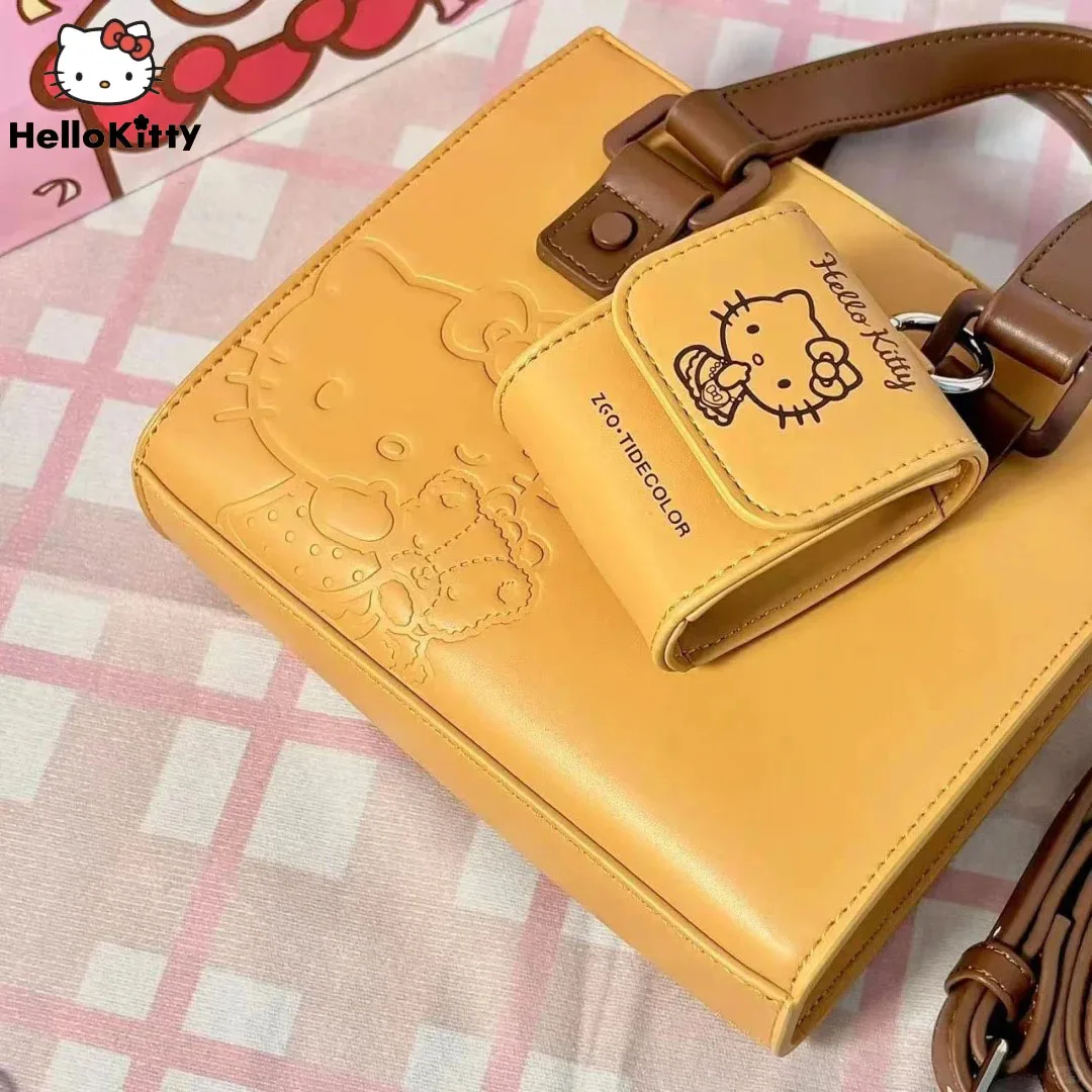 Sanrio Hello Kitty Handtas Mode Hoge Textuur Handtas Messenger Bag Y2k Leuke Tassen Pu Lederen Tote Veelzijdige Crossbody Tas