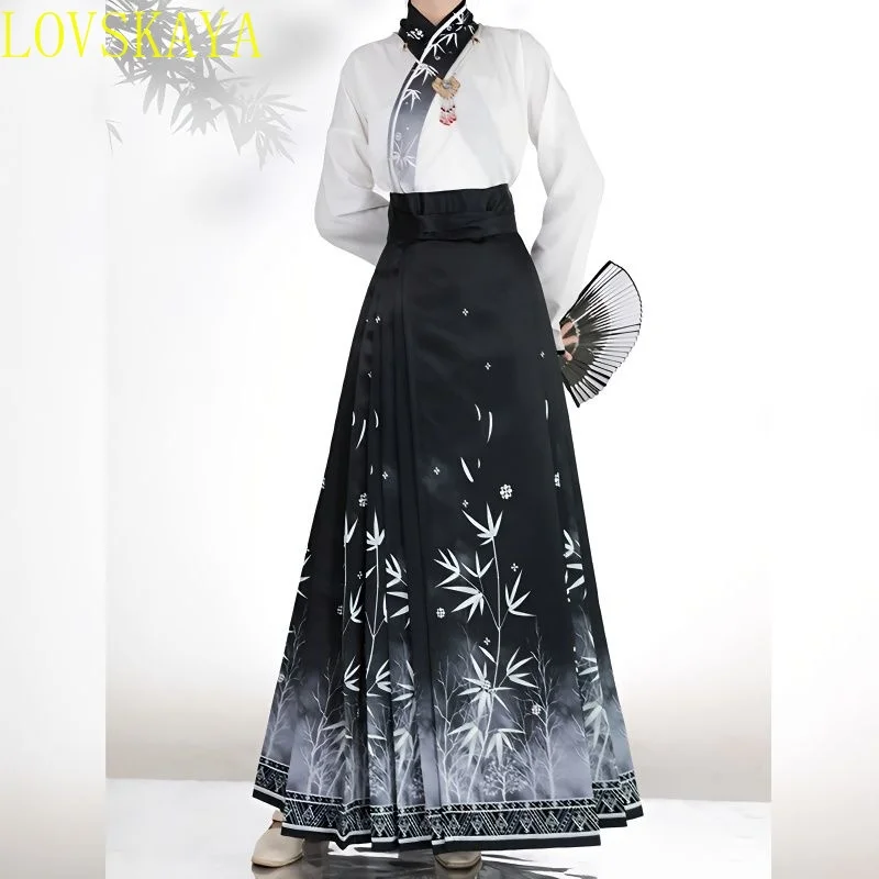 Horse face skirt, Hanfu, traditional Ming Dynasty women's clothing, embroidered skirt, daily horse face ponytail skirt