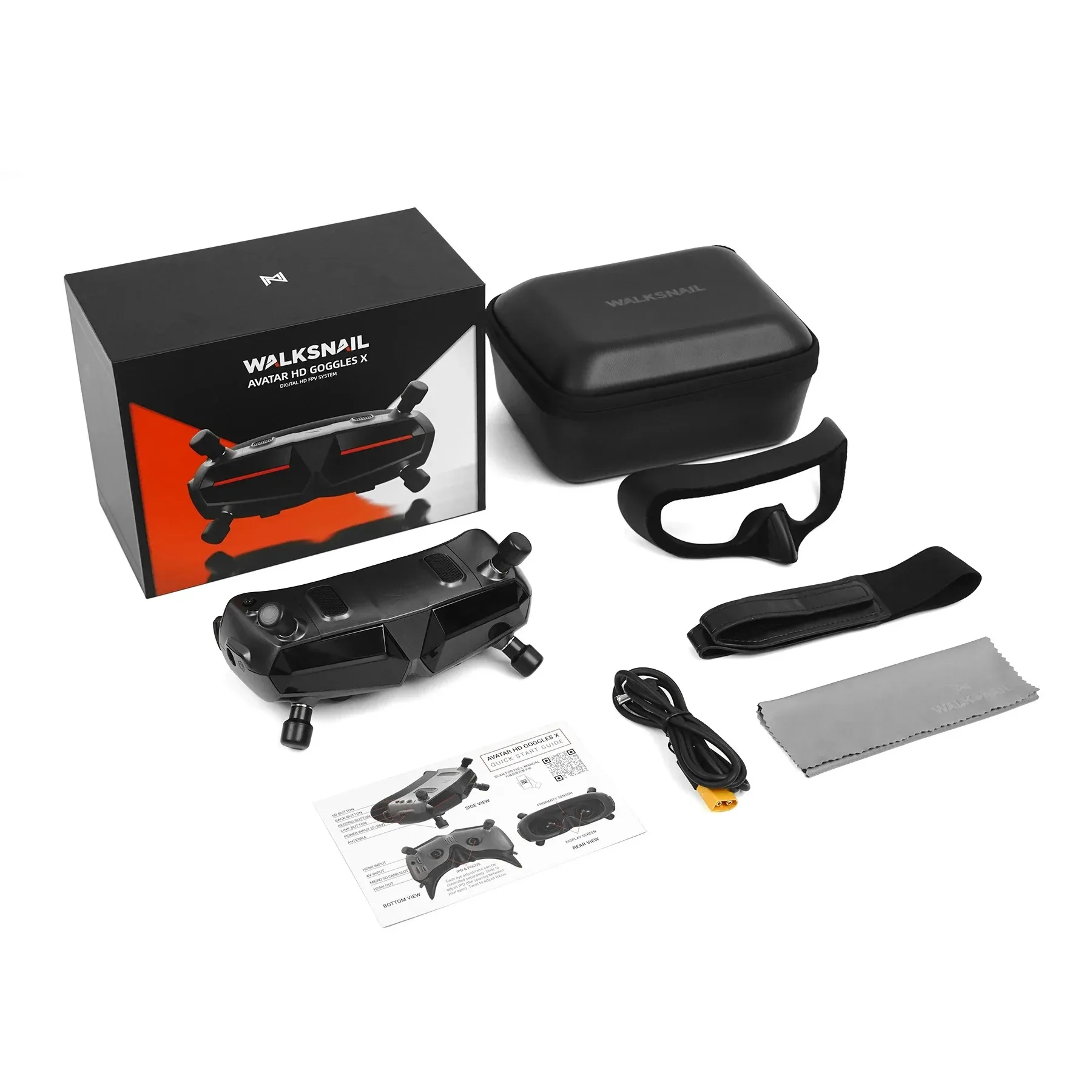 CADDXFPV Walksnail Avatar HD FPV Goggles with SteadyView Receiver & Head Tracker, 5.8GHz 1080p Video Glasses for RC Drones