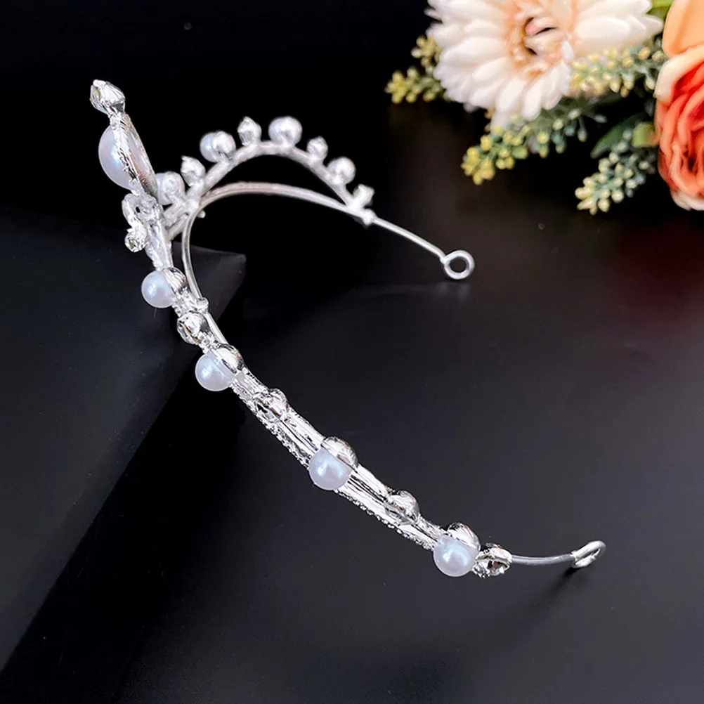 

Princess Tiara Pearl Rhinestone Wedding Crown Elegant Headpiece for Women Hair Accessories Retro Shiny Imitation Pearls