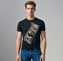 Novelty man Fashion Pullover O-Neck Rhinestone slim fit Casual All-match Short Sleeve T-Shirts Tops