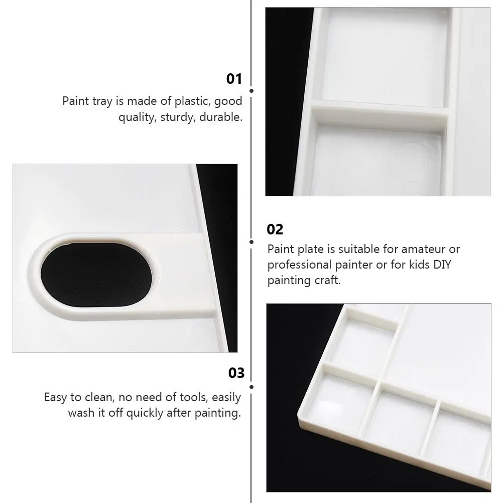 

3Pcs Plastic Painting Palette with 17 Wells Sturdy Color Mixing Tray Easy Clean Art Drawing Plate for Artists Craft