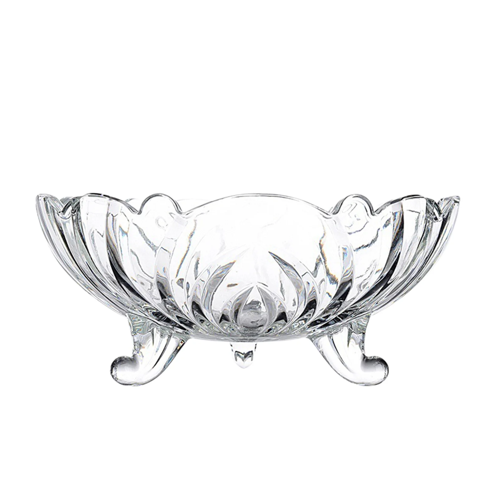 

Embossed Glass Tray European Style Fruit Bowl Transparent Multi-Function Food Plate Dessert Serving Stand