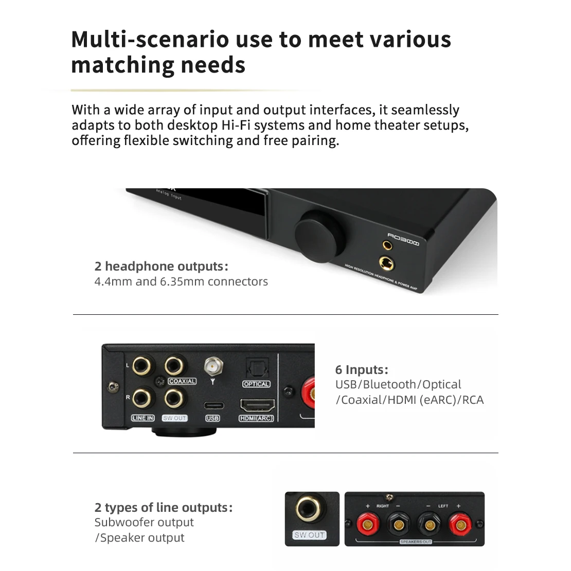 Smsl ao300 pro amplificador de potência fone de ouvido amp