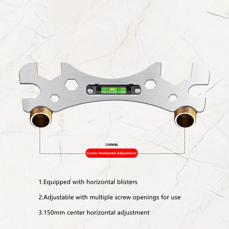 Special Wrench Tools with Level Shower Faucet Installation Bathroom Multifunctional Level Wrench Ruler Distance Measuring Tool