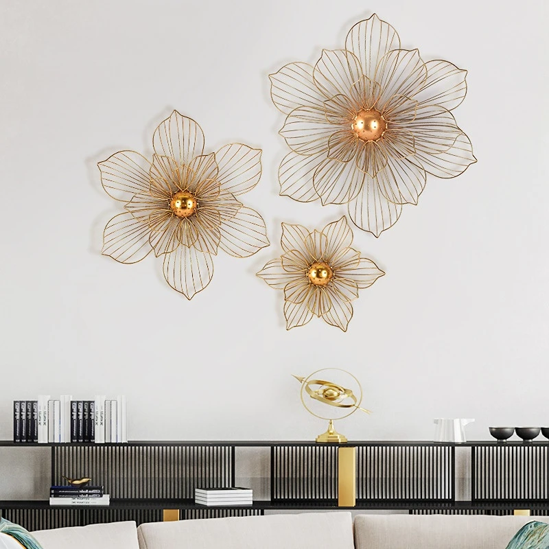 Modern Minimalist Wall Decoration for Living Room, Sofa Background Wall Decor, 3D Iron Flower Pendant, Hallway Hanging Ornaments