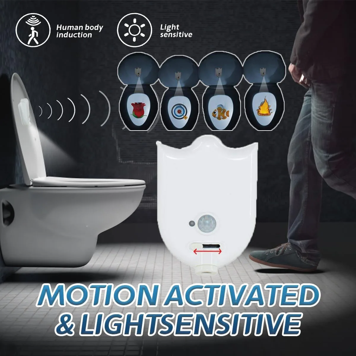 Toilet Bowl Night Light With Motion Sensor Backlight Battery Rechargeable RGB Lamp Projector For Children Bedroom Decoration