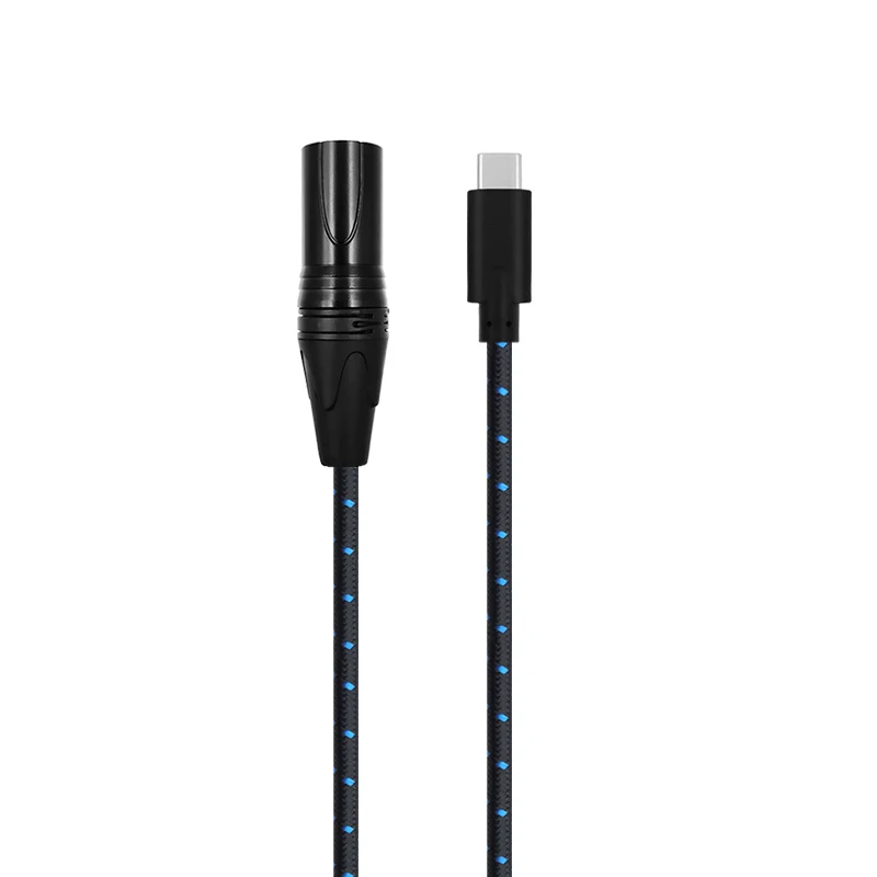 USB-C to XLR 3Pin TYPE-C Blue nylon pattern Cable For Mixing Console Amplifier Audio Speakers Mobile Laptops Phones and iPads