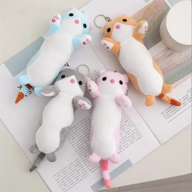 Lovely Long Cat Plush Doll Toys Soft Stuffed Animal Keychain Backpack Pendant For Kids Girls Birthday Gifts