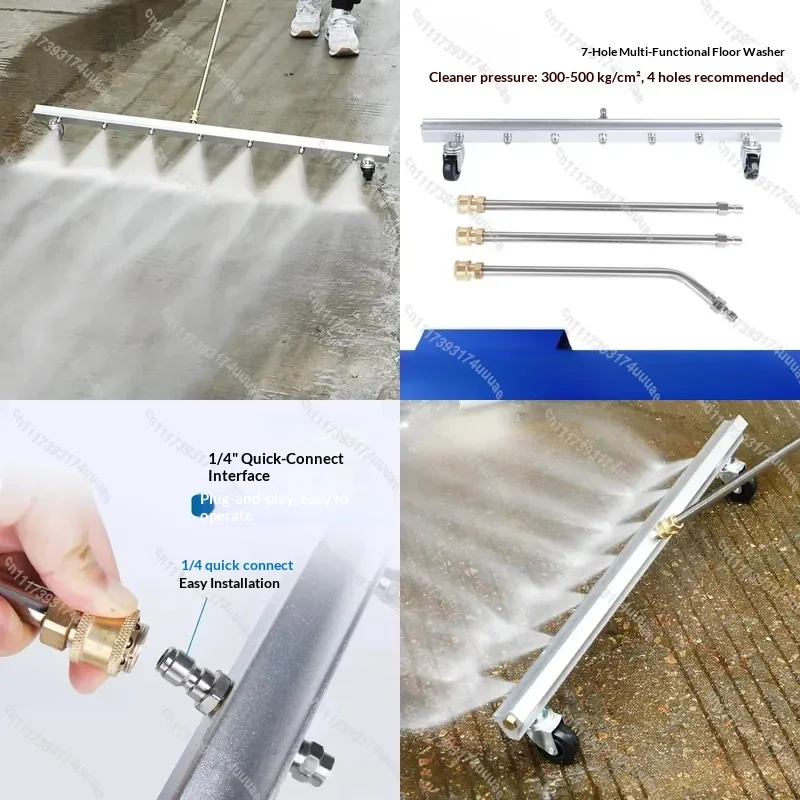 High Pressure Washer Water Gun with 7‑Hole Nozzle, Car Wash Bottom Cleaning Broom Brush Attachment for 4000PSI Power Cleaner