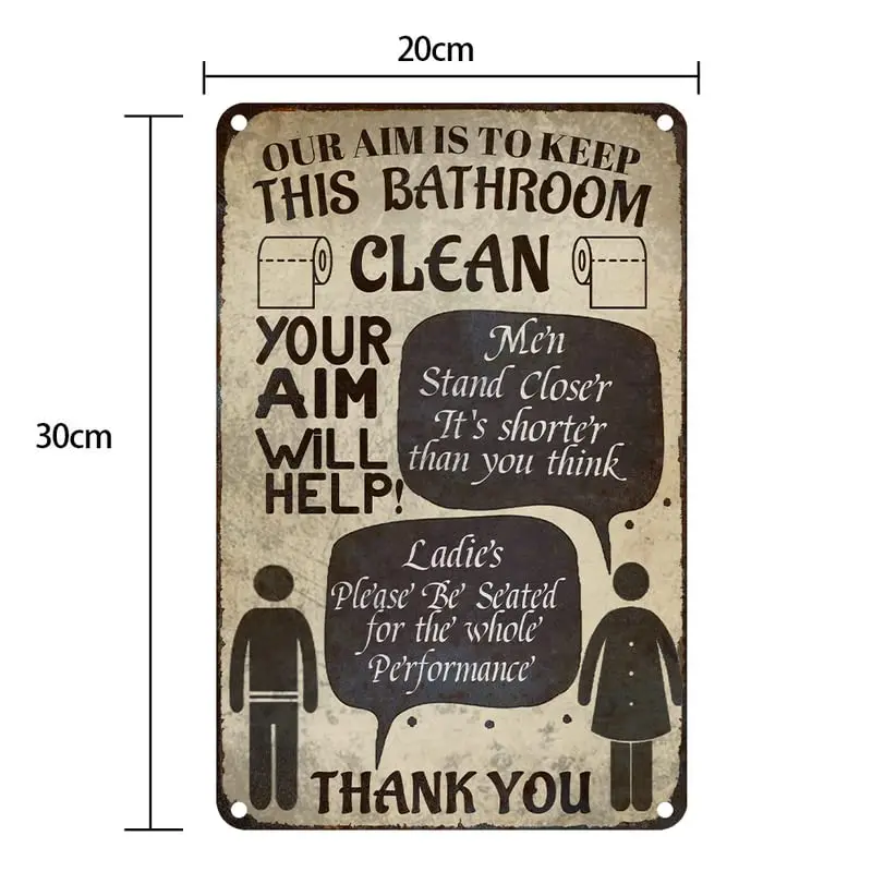 Bathroom Rules Tin Sign Our aim is to Keep This Bathroom Clean Toilet Paper Bathroom Sign Funny Metal Tin Sign Wall Decor