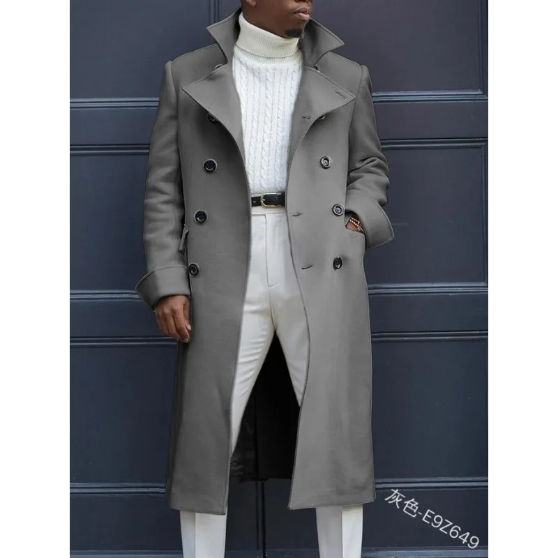 

Double Buttons Sobretudo Masculino Slim Fit Long Jacket Man Overcoat Fashion Men Casual Trench Coat