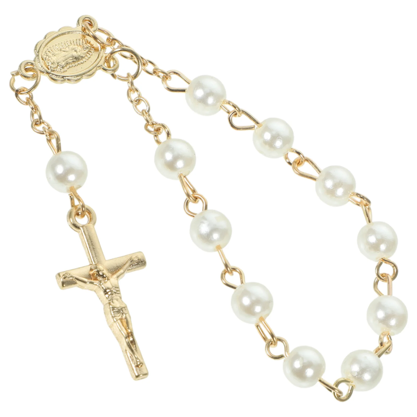 

10Pcs Gold Plated Pearl Beaded Bracelet Set Stylish Lightweight Chain Wristband Jewelry for Girls Women Daily Party Wear