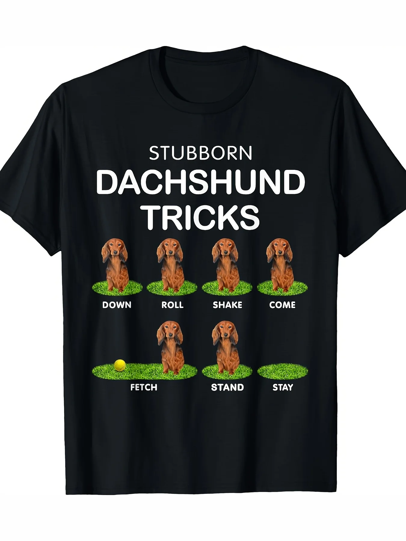 Men's Fun Sausage Dog T-shirt - Stubborn Sausage Dog Technique Pattern Summer unisex Loose and Breathable cotton T-shirt Top