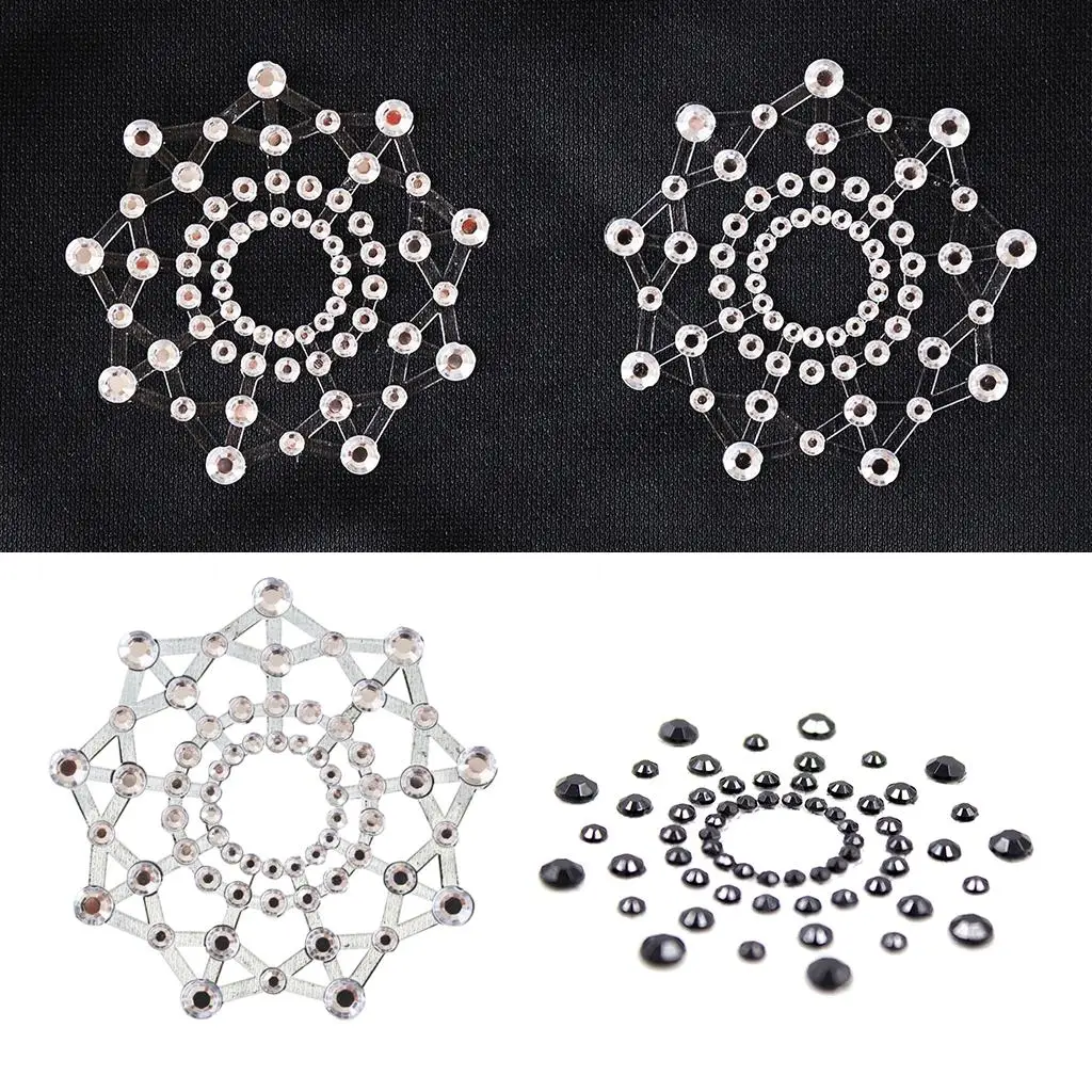 2x Adhesive Nipple Covers Resuable Thin Push Up Breast Pad Crystal Pasties