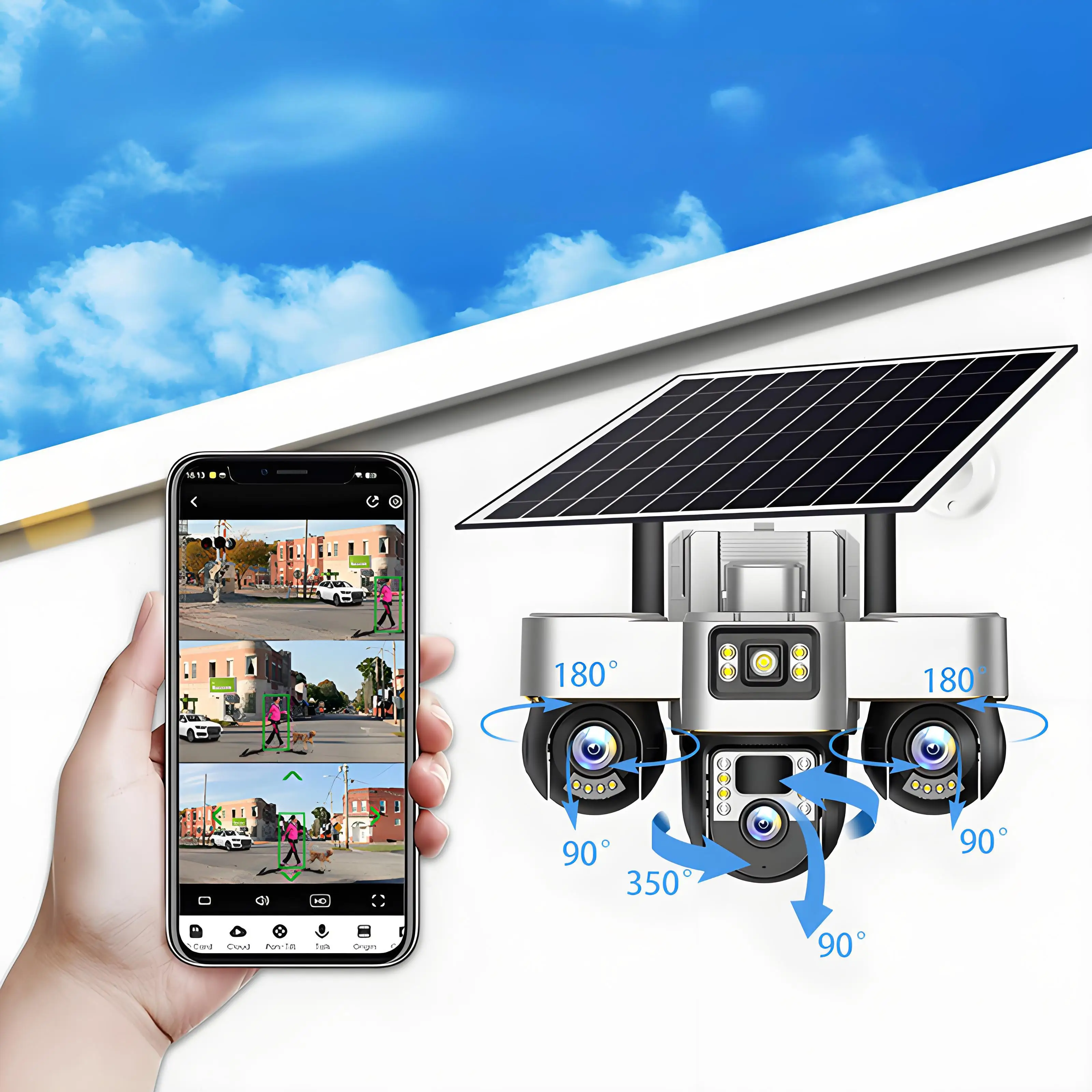 كاميرا CCTV تعمل بالطاقة الشمسية بدقة 6 ميجابكسل مع لوحة طاقة SIM 4G PTZ الضوئية للمنزل والمزرعة #6