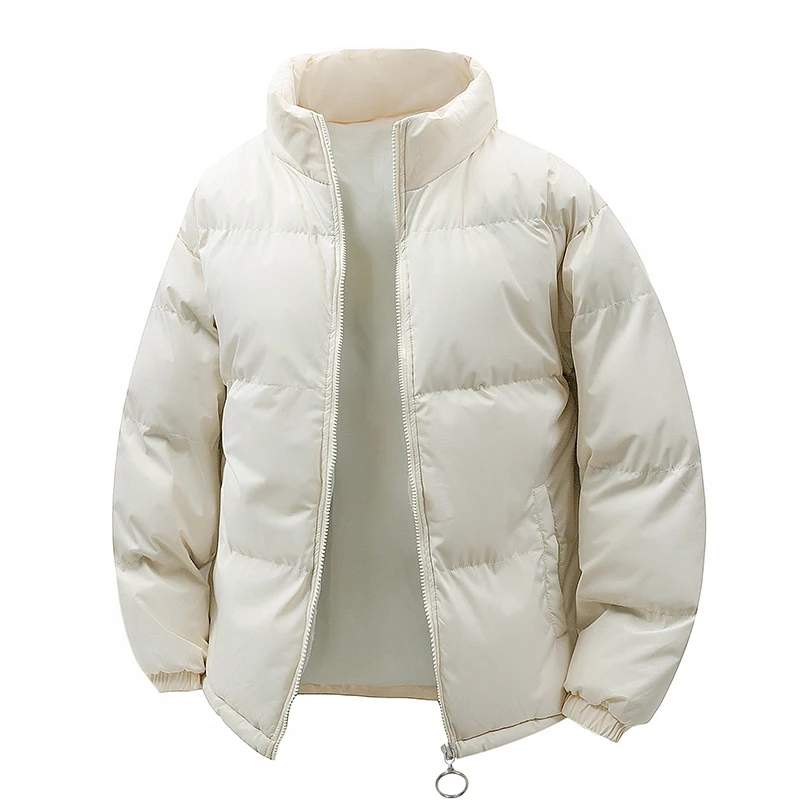 Nova cor sólida com capuz gola masculina windbreak algodão acolchoado jaqueta quente grosso parka inverno casual outwear parkas