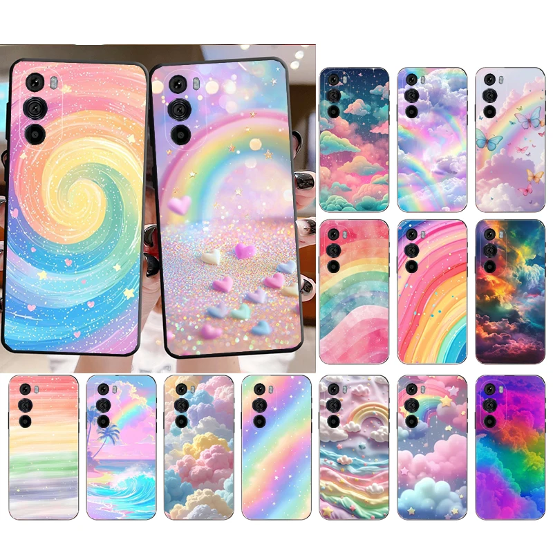 

Phone Case For Motorola Edge 50 40 Pro 60 50 40 30 Ultra Neo Fusion Moto G Play G Stylus G Power G Rainbow clouds