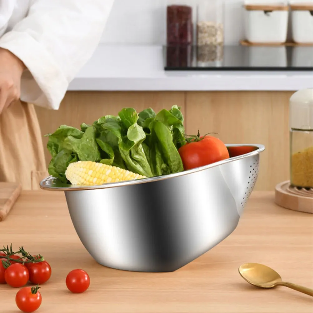 Cesta coladora de acero inoxidable para lavar arroz, frutas y verduras, colador de cocina de malla fina, utensilios de cocina