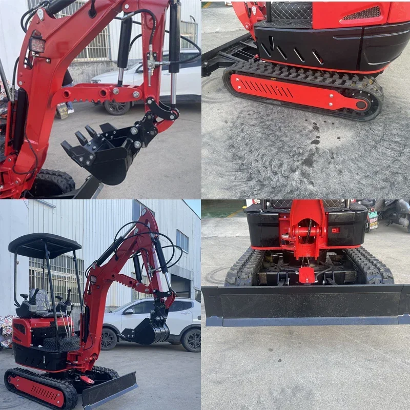 Customized Construction Mini excavator Mini Digger Rubber Truck Excavator 1.7Ton Machine Small Crawler Excavator Sale Colors