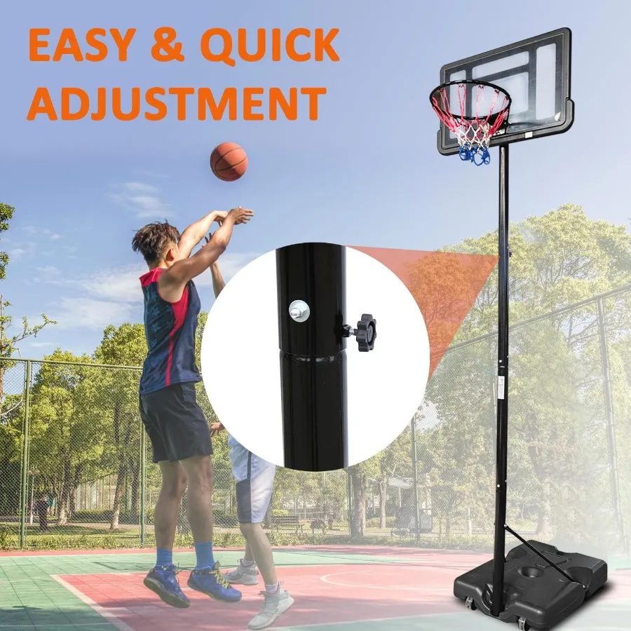 Outdoor Adjustable Portable Basketball Hoop Goal System for Backyard Driveway and Indoor Use with Durable Design and Easy Assem