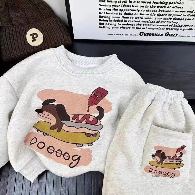 80-160CM Kinderpak Sweatshirt Set voor Jongens en Meisjes Sweatshirt en Joggingbroek Kinderen Casual Tops + broek Tweedelige set
