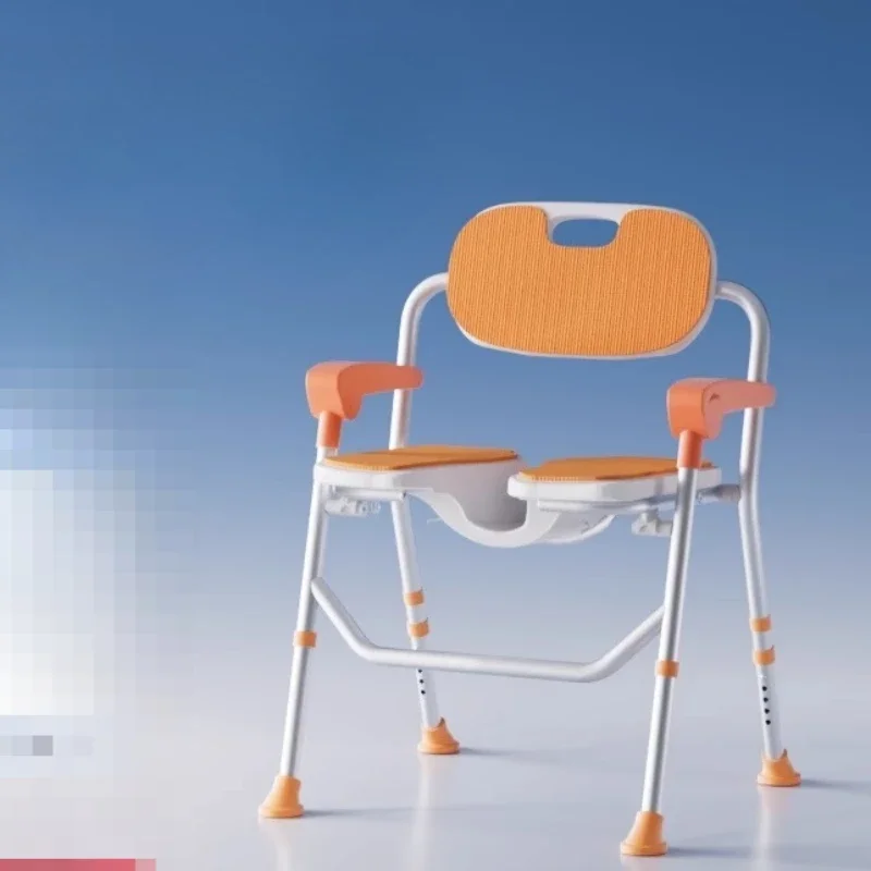 Thickened Anti-Slip Foldable Shower Chair 5-Level Height Adjustment 3D Contoured Seat Lightweight Alloy Frame for Pregnant Users