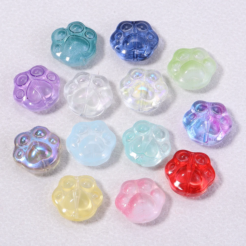 35pcs/lot Glass Beads Transparent Bear Claw Loose Spacer Beads For Jewelry Making DIY Crafts Bracelets Necklace Accessories ﻿