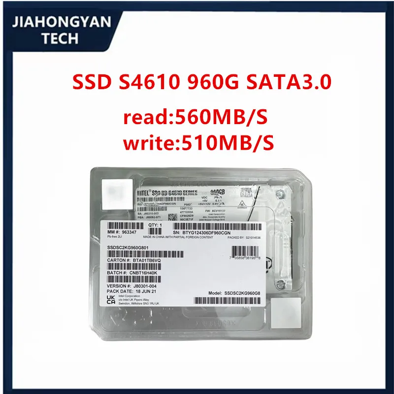 Original new For Intel S4610 3.84T 960G 480G 2.5 SATA 3.0 Enterprise solid State drive SSD