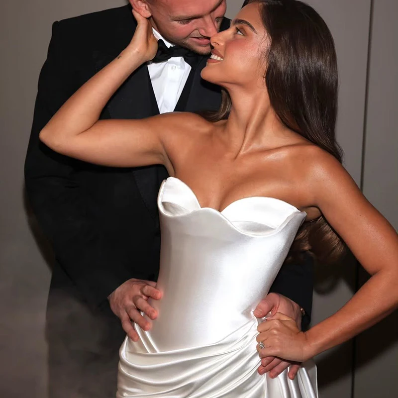 Robes de mariée sirène simples quatre-arbres chérie balayage Train robe de mariée blanc soirée mariage bal robes de bal personnalisé