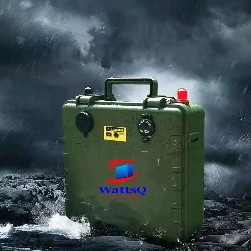 Army green waterproof case 12V 30Ah 60Ah 80Ah 100Ah 120Ah lithium battery pack for Outdoor portable power supply +charger