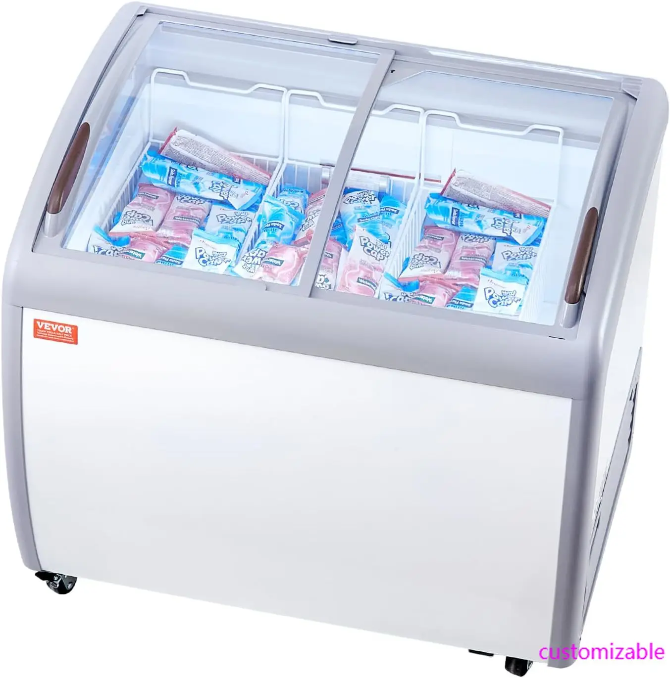 

Коммерческая витрина для мороженого, нагрудная морозильная камера 9,3 куб. фута, мобильная глубокая морозильная камера со стеклянной столешницей, ресторанный шкаф для макания мороженого