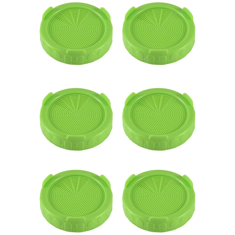 6 Pack Sprouting Jar Strainer Lids - Wide Mouth Jar Screen Sprouting Kit Lids - For Growing Bean, Broccoli
