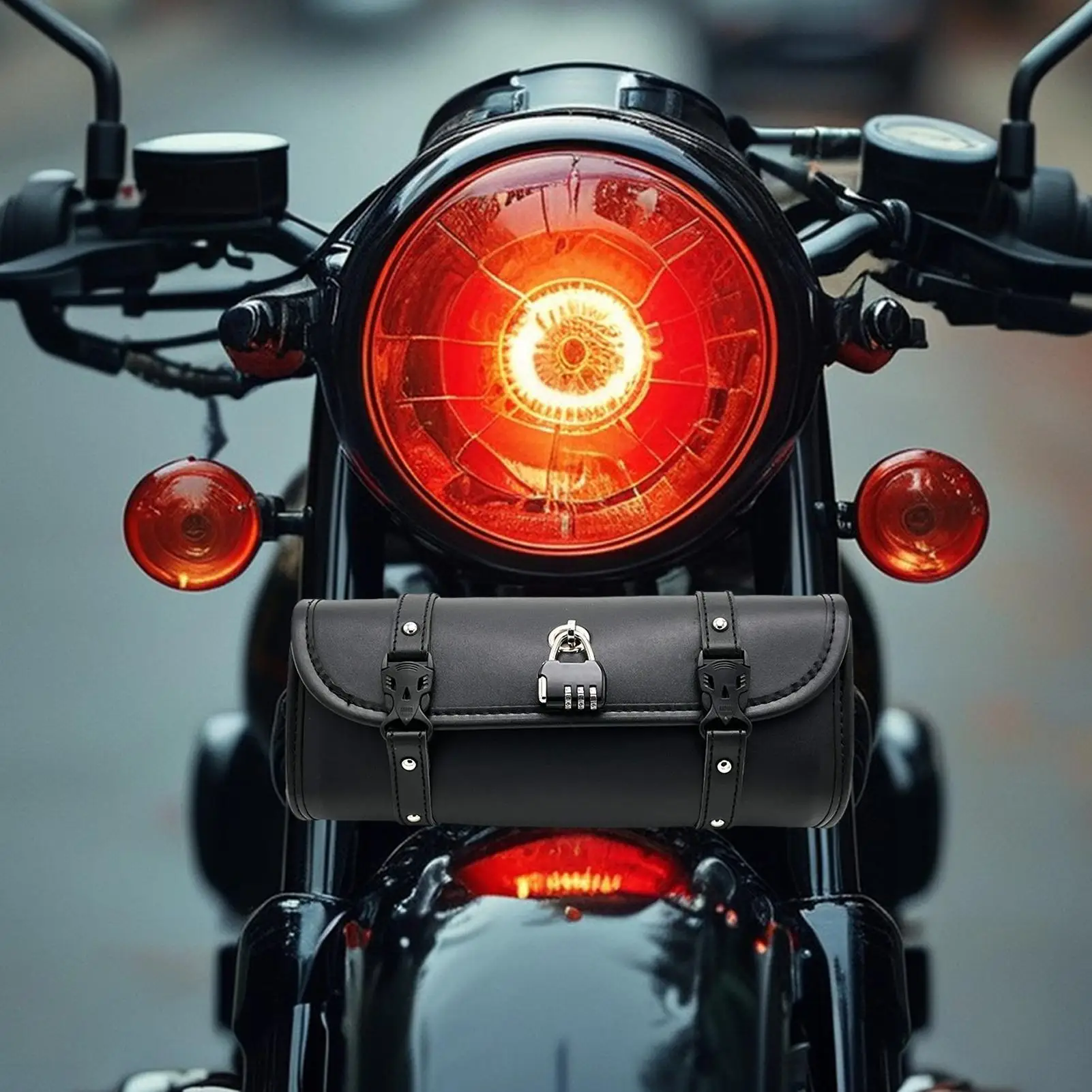Motorcycle Tool Bag Motorcycle Barrel Bag Handlebar Tool Bag Motorcycle waterproof strap with lock and trailer head