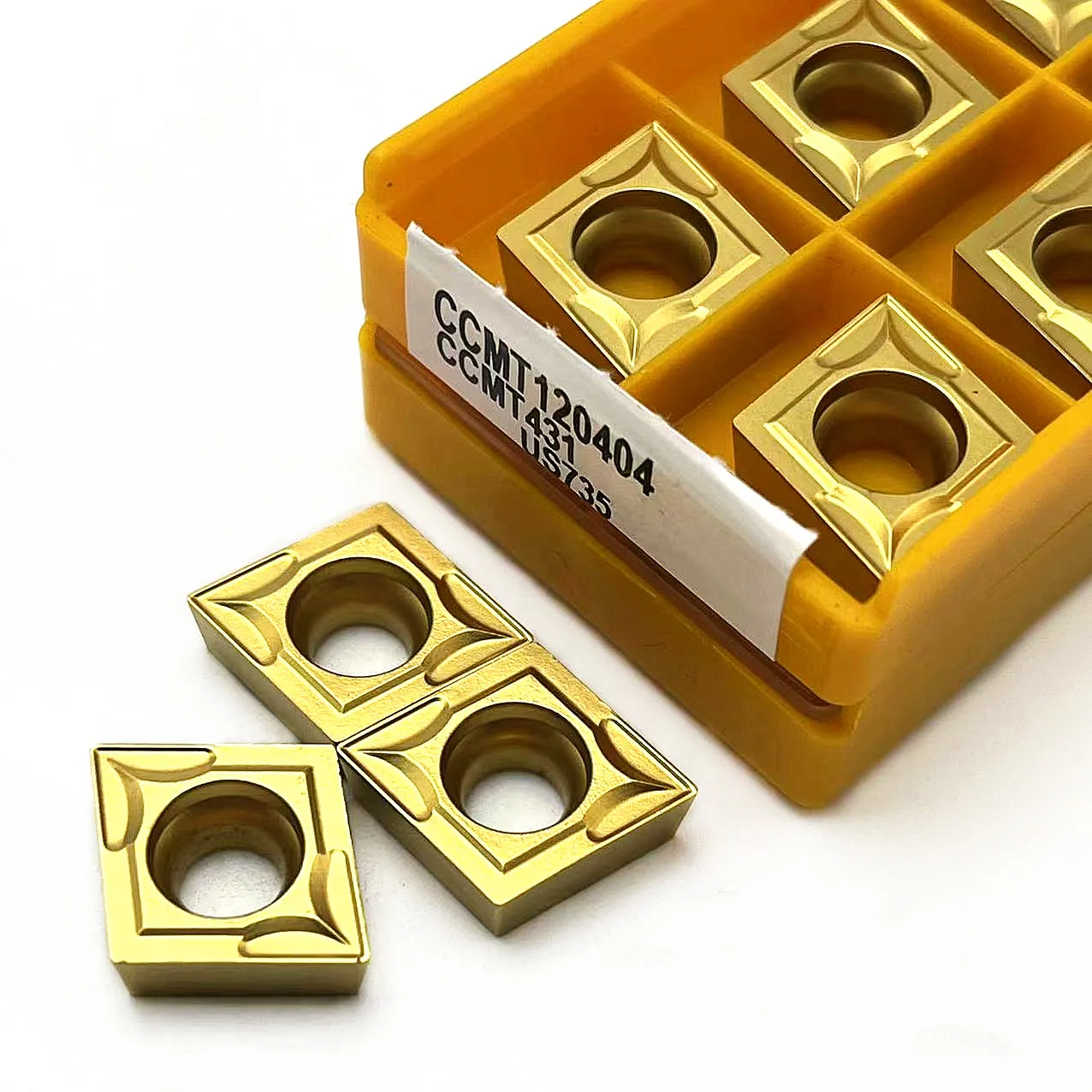 แผ่นใบมีด10ชิ้นสำหรับ US735 UE6020คาร์ไบด์แทรก mesin bubut CNC CCMT120408 VP15TF MA