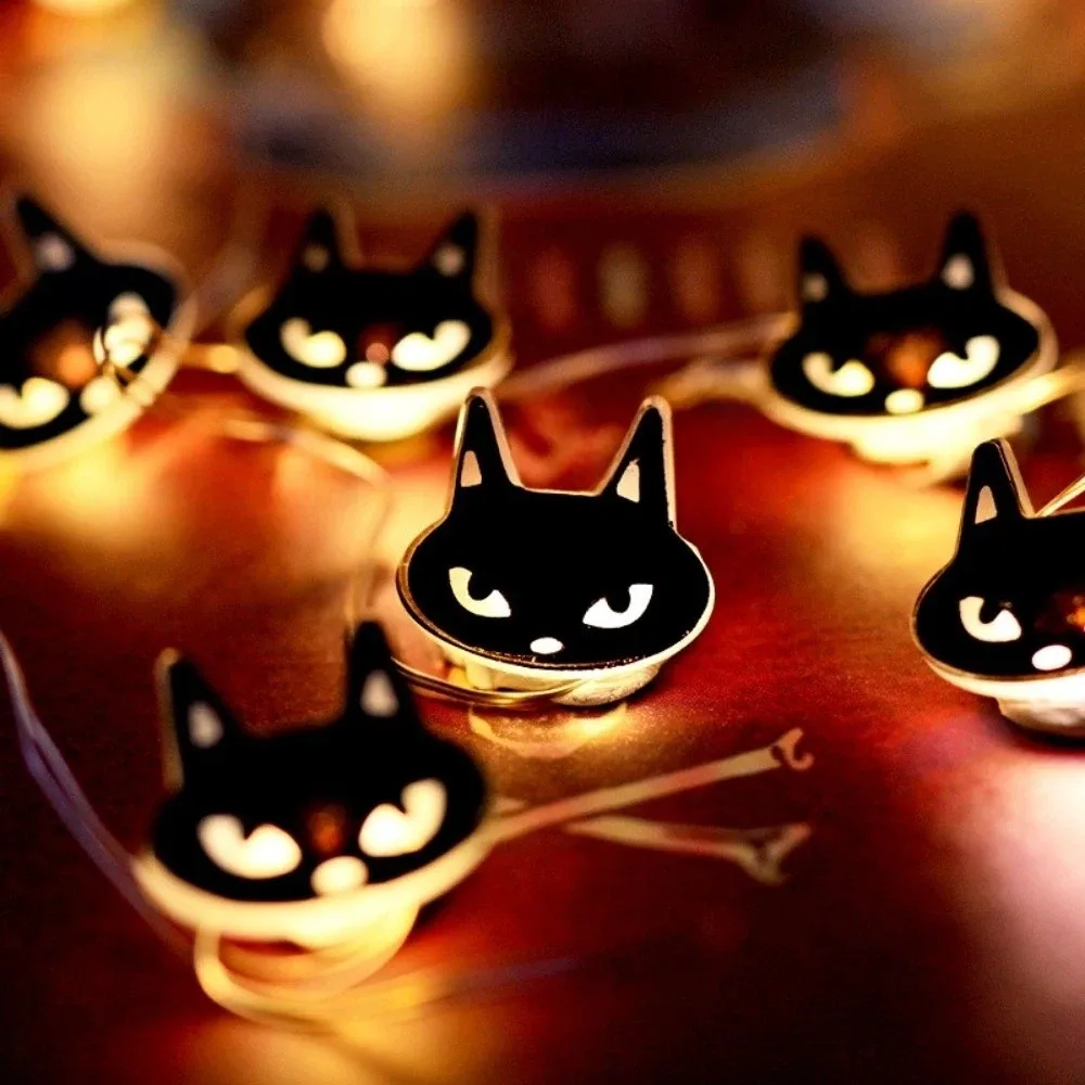 Party Decor 20/50 Lights Halloween String Lights Luminous USB Charging Pumpkin Lights Black Cat Bat Decor Home Decor