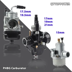 PHBG Carburetor 17 19 21mm 2T Racing Carb For Dellorto 47cc 49cc GY6 JOG DIO 50 90 BWS100 RG50 15mm 17.5mm 19.5mm Carburetor